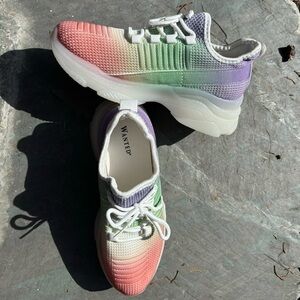 🧡💚 Pastel Ombré Knit Sneakers 💜🧡